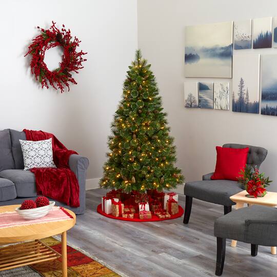 6ft. Pre-Lit Golden Tip Washington Pine Artificial Christmas Tree, Clear LED Lights